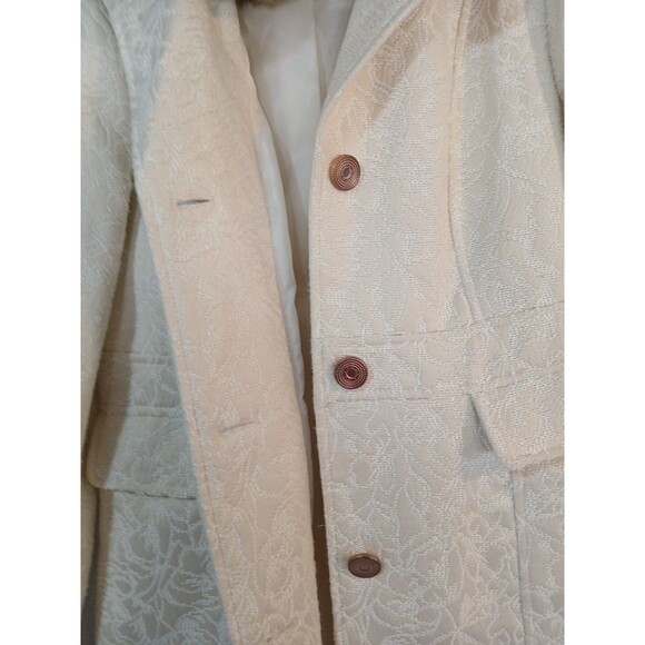 Xhilaration Womens Ivory Faux Fur Detachable Collar Floral Lined Coat Size M - Picture 5 of 16
